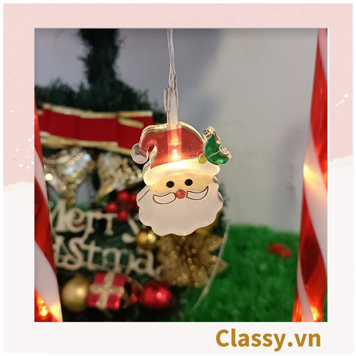  [GIAO HÀNG 7-25 NGÀY] Đèn LED 20 bóng, dài 3 Mét hình ông già Noel trang trí phòng ngủ, tiệc tùng, đi cắm trại với ánh sáng lung linh ấm áp hộp pin USB dây đèn Giáng sinh Q417 