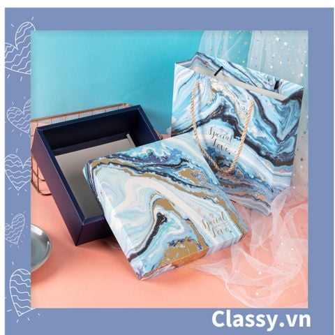  XÉ LẺ túi giấy +Hộp quà lớn quà tặng hình vuông, tự gấp, hoạ tiết vũ trụ galaxy huyền bí sang trọng Q945 