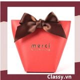  [GIAO HÀNG 7-25 NGÀY]  Túi giấy đựng quà Mini (đã bao gồm nơ) đơn sắc dễ thương 5.7x 6x10cm đựng son, trang sức, nước hoa làm quà tặng Q552 