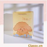  Túi giấy đựng quà dọc dây quai dù size lớn tông hồng họa tiết mèo và thỏ cực xinh Q572 
