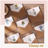  Thiệp Cổ điển Vintage in hình lá cây hoặc hoa vintage, giấy art sang trọng kèm phong bì giấy kraft và nhãn dán sticker Q625 