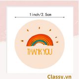  Cuộn 500 Sticker 2.5CM Thank you dán niêm phong túi giấy, hộp bánh handmade, tem dán thiệp, hộp quà tặng Q686 