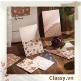  Thiệp Cổ điển Vintage Classy in họa tiết hoa nhí giấy art sang trọng kèm phong bì giấy kraft nâu Q724 