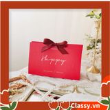  [GIAO HÀNG 7-25 NGÀY]  Q756 Kích thước 22*7.5*14 CM - Hộp giấy đựng quà tặng hình chữ nhật, họa tiết tối giản, có gắn quai cầm hình tròn và ruy băng 