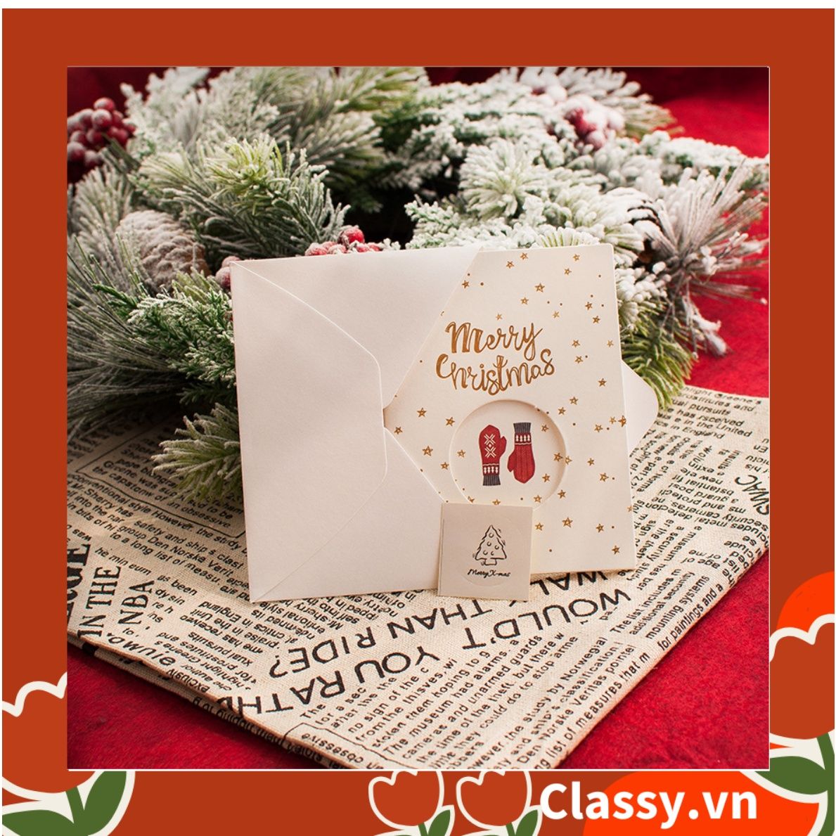  [GIAO HÀNG 7-25 NGÀY]  [NOEL COLLECTION] Thiệp Giáng Sinh 3D gấp 3 siêu dễ thương [Q767] 