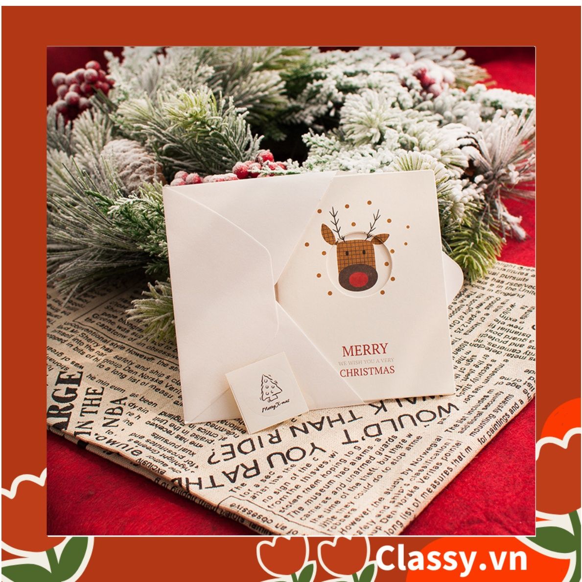  [GIAO HÀNG 7-25 NGÀY]  [NOEL COLLECTION] Thiệp Giáng Sinh 3D gấp 3 siêu dễ thương [Q767] 