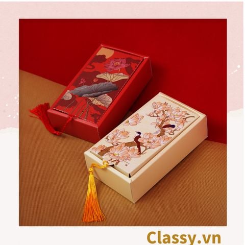  [GIAO HÀNG 7-25 NGÀY]  100 hộp (Kích thước 8.5*4.3*14.9cm) - Hộp giấy cổ điển bằng giấy tự gấp đựng quà tặng kèm ruy băng 