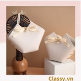  Q906 (Kích thước 15 * 5.5 * 12CM) - Túi da PU đựng quà tặng hình tứ giác, gắn ruy băng và đinh tán đựng son môi, nước hoa, kẹo cực sang 