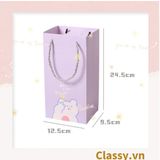  [GIAO HÀNG 7-25 NGÀY]   Túi giấy đựng quà 24,5 * 12,5 * 9,5cm họa tiết mèo thỏ voi gấu cực xinh Q975 