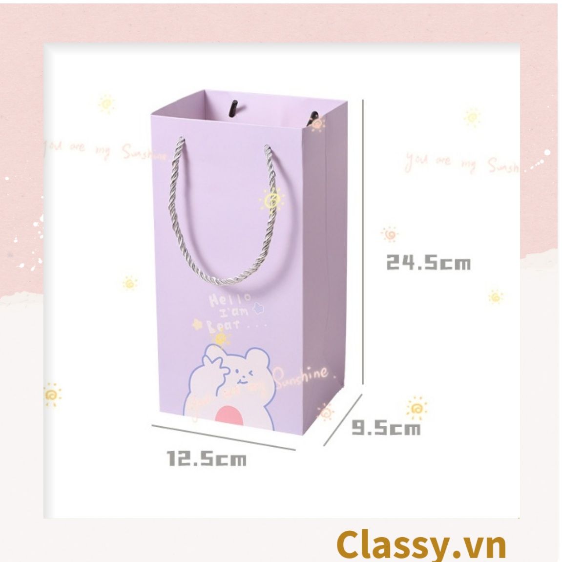  [GIAO HÀNG 7-25 NGÀY]   Túi giấy đựng quà 24,5 * 12,5 * 9,5cm họa tiết mèo thỏ voi gấu cực xinh Q975 