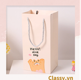  [GIAO HÀNG 7-25 NGÀY]   Túi giấy đựng quà 24,5 * 12,5 * 9,5cm họa tiết mèo thỏ voi gấu cực xinh Q975 