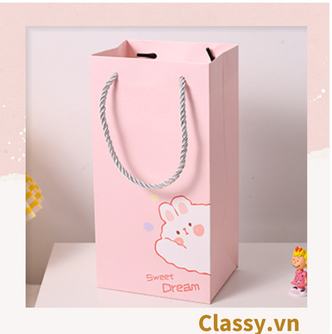 [GIAO HÀNG 7-25 NGÀY]   Túi giấy đựng quà 24,5 * 12,5 * 9,5cm họa tiết mèo thỏ voi gấu cực xinh Q975 