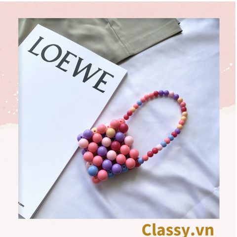  Túi xách tay mini kết bằng hạt nhựa nhiều màu nổi bật dành cho nữ T1180 