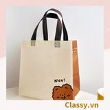  [GIAO HÀNG 7-25 NGÀY] Túi vải không dệt in hình chú gấu dễ thương, có 2 kích thước, túi dọc và túi ngang dùng làm quà tặng, đựng đồ, đi chợ T1338 