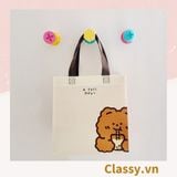  [GIAO HÀNG 7-25 NGÀY] Túi vải không dệt in hình chú gấu dễ thương, có 2 kích thước, túi dọc và túi ngang dùng làm quà tặng, đựng đồ, đi chợ T1338 