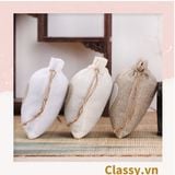  Túi dây rút bằng vải lanh kích thước 10x14CM mặt trước in trái tim T1355 