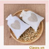  úi dây rút bằng vải lanh kích thước 10x14CM mặt trước in trái tim T1355 