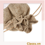  úi dây rút bằng vải lanh kích thước 10x14CM mặt trước in trái tim T1355 