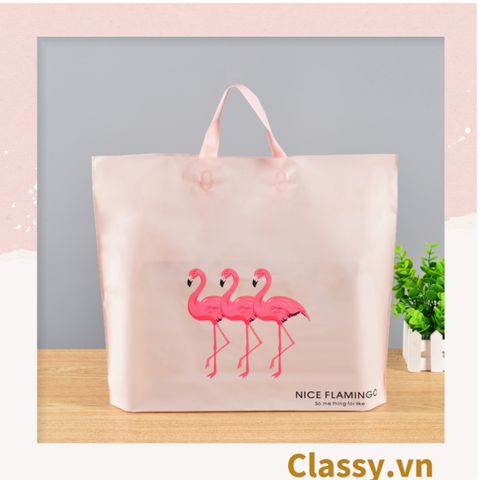  50 Túi tote hồng hạc bằng nhựa nhiều size, màu hồng, không ra màu T1360 [GIAO HÀNG 7-25 NGÀY] 