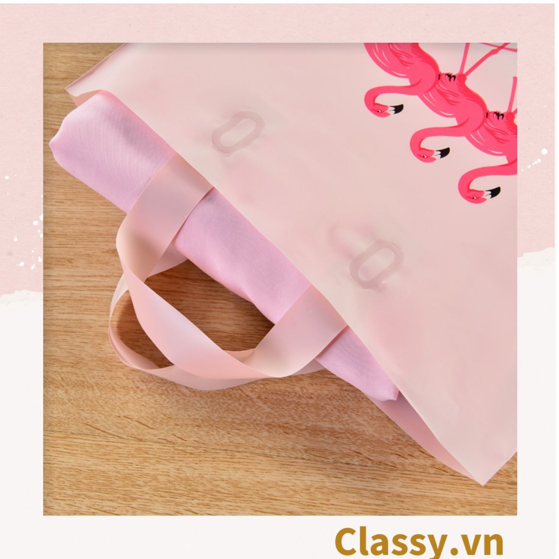  [GIAO HÀNG 7-25 NGÀY]  Túi tote hồng hạc bằng nhựa nhiều size, màu hồng, không ra màu T1360 