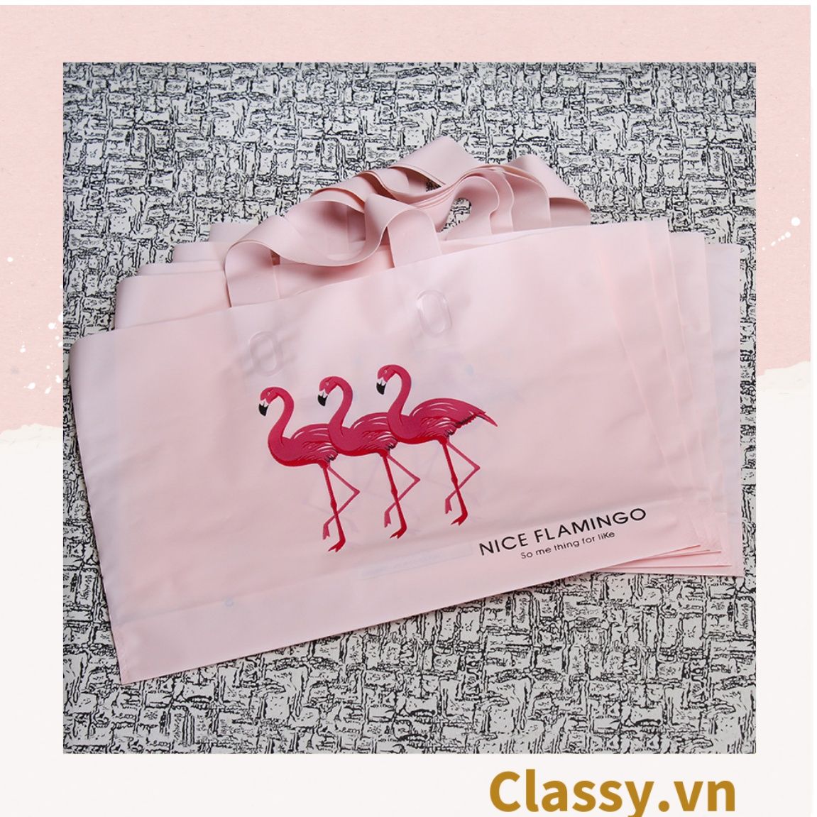  [GIAO HÀNG 7-25 NGÀY]  Túi tote hồng hạc bằng nhựa nhiều size, màu hồng, không ra màu T1360 