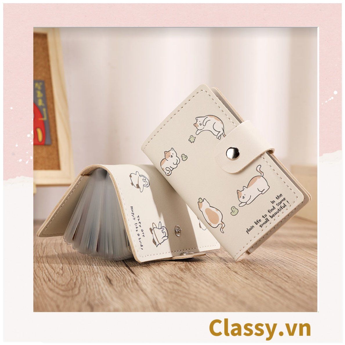  [GIAO HÀNG 7-25 NGÀY] Classy Ví đựng thẻ, đựng card visit, đựng giấy tờ nhỏ xinh nhiều ngăn tiện lợi T1510 
