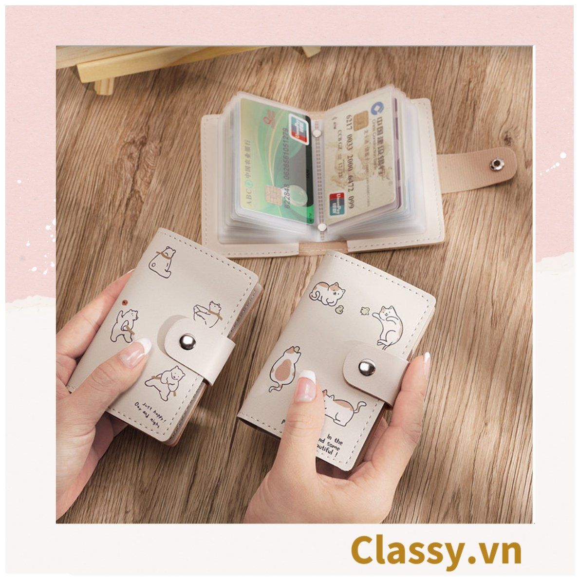  [GIAO HÀNG 7-25 NGÀY] Classy Ví đựng thẻ, đựng card visit, đựng giấy tờ nhỏ xinh nhiều ngăn tiện lợi T1510 