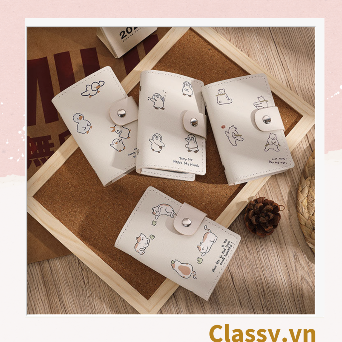  [GIAO HÀNG 7-25 NGÀY] Classy Ví đựng thẻ, đựng card visit, đựng giấy tờ nhỏ xinh nhiều ngăn tiện lợi T1510 