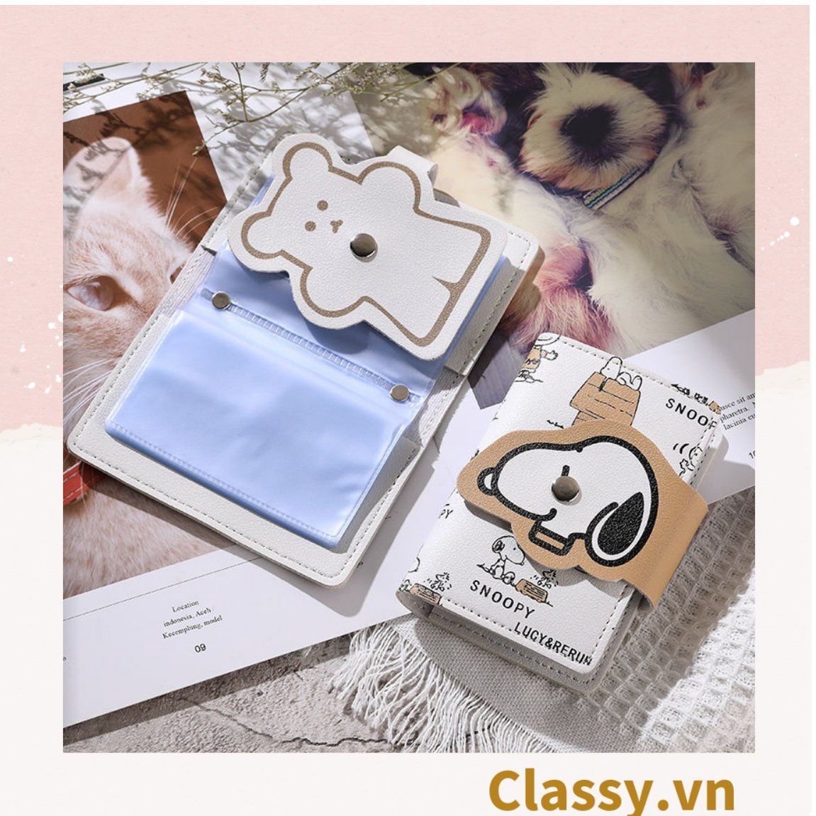  [GIAO HÀNG 7-25 NGÀY] Classy Ví đựng thẻ, đựng card visit, đựng giấy tờ nhỏ xinh nhiều ngăn tiện lợi T1510 