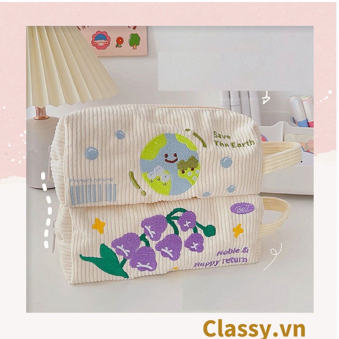  [GIAO HÀNG 7-25NGÀY]  Classy Túi vải đựng bút, hộp bút kích thước 20x7x8CM nhiều họa tiết T1570 