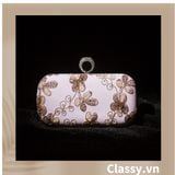  [GIAO HÀNG 7-23036 NGÀY]  Clutch cầm tay xỏ ngón thêu hoa thanh lịch trang nhã dành cho tiệc tối, mặc áo dài, dự sự kiện T158 