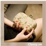  [GIAO HÀNG 7-23036 NGÀY]  Clutch cầm tay xỏ ngón thêu hoa thanh lịch trang nhã dành cho tiệc tối, mặc áo dài, dự sự kiện T158 