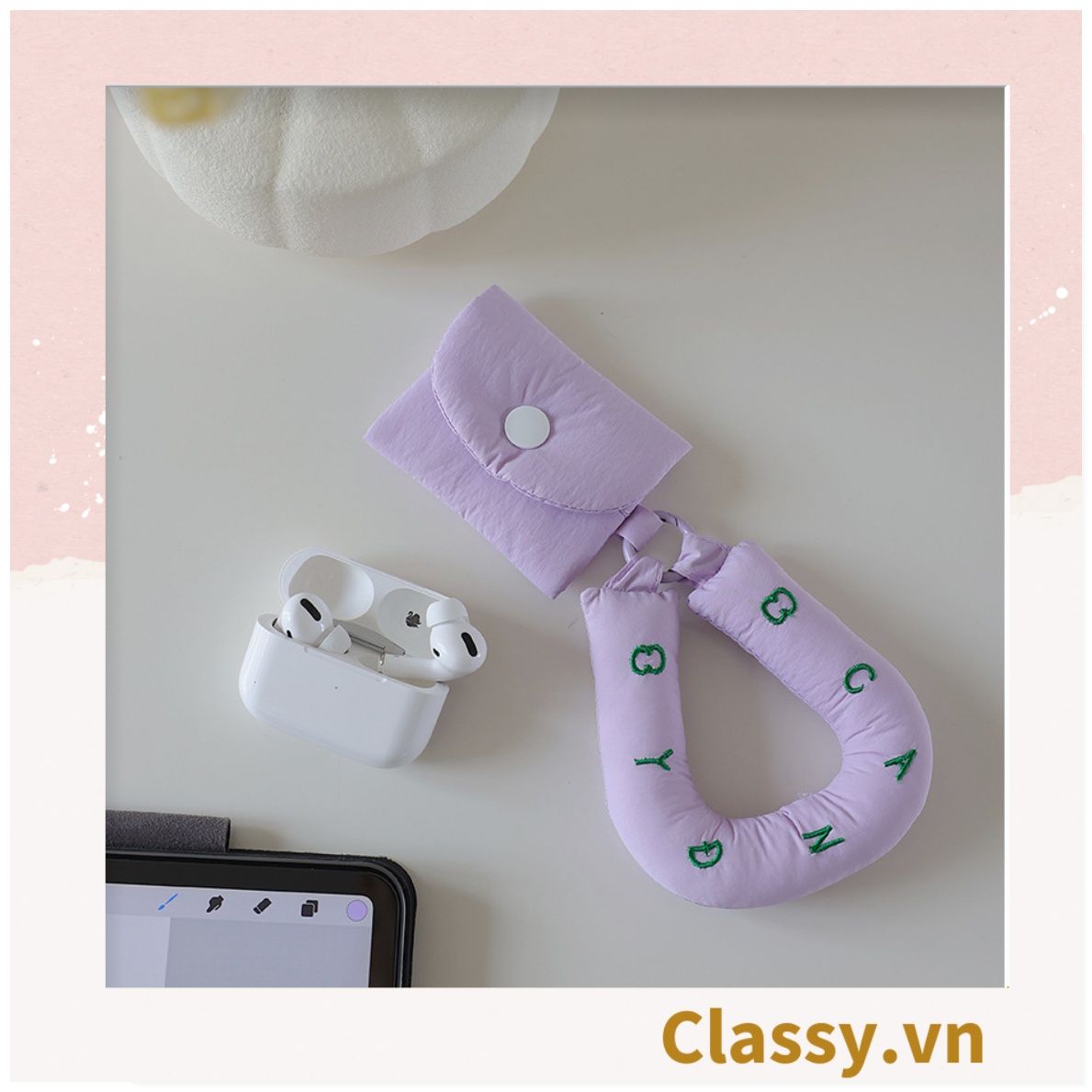  Túi đựng tai nghe bằng cotton đầy màu sắc mới Classy thích hợp cho hộp bảo vệ tai nghe Airpods các loại T1765 