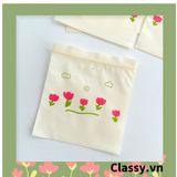  [GIAO HÀNG 7-25 NGÀY] Túi zip họa tiết hoa đứng đựng phụ kiện quà tặng túi trong suốt tiện lợi T1804 