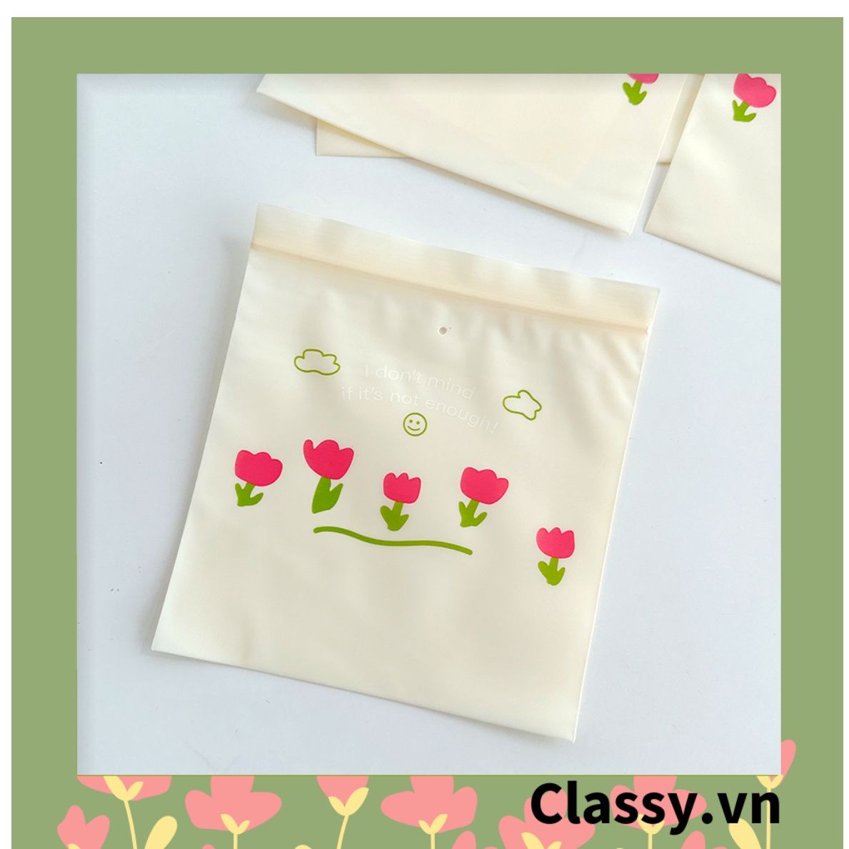  [GIAO HÀNG 7-25 NGÀY] Túi zip họa tiết hoa đứng đựng phụ kiện quà tặng túi trong suốt tiện lợi T1804 