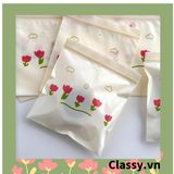 [GIAO HÀNG 7-25 NGÀY] Túi zip họa tiết hoa đứng đựng phụ kiện quà tặng túi trong suốt tiện lợi T1804 
