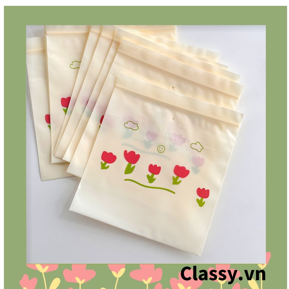  [GIAO HÀNG 7-25 NGÀY] Túi zip họa tiết hoa đứng đựng phụ kiện quà tặng túi trong suốt tiện lợi T1804 