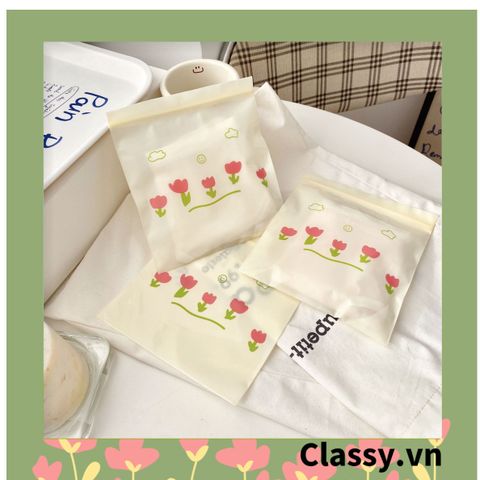  [GIAO HÀNG 7-25 NGÀY] 50 Túi zip họa tiết hoa đứng đựng phụ kiện quà tặng túi trong suốt tiện lợi T1804 