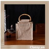  [GIAO HÀNG 7-25 NGÀY]  Túi Đay Trơn Retro hình trụ đứng, Kiểu dáng Vintage - Sản phẩm thân thiện với Môi trường T239 