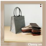  [GIAO HÀNG 7-25 NGÀY]  Túi Đay Trơn Retro hình trụ đứng, Kiểu dáng Vintage - Sản phẩm thân thiện với Môi trường T239 
