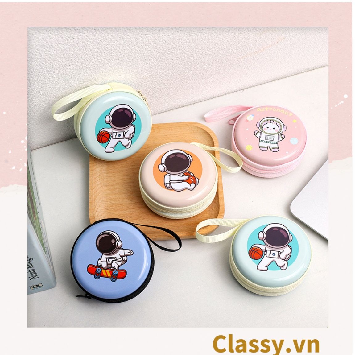  [GIAO HÀNG 7-25 NGÀY]  Túi hộp bằng thiếc Đựng Cáp Sạc Tai Nghe Hình Tròn họa tiết Hoạt HÌnh Siêu Tiện Dụng Kích thước: 7cm x 3cm T260 