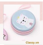  [GIAO HÀNG 7-25 NGÀY]  Túi hộp bằng thiếc Đựng Cáp Sạc Tai Nghe Hình Tròn họa tiết Hoạt HÌnh Siêu Tiện Dụng Kích thước: 7cm x 3cm T260 