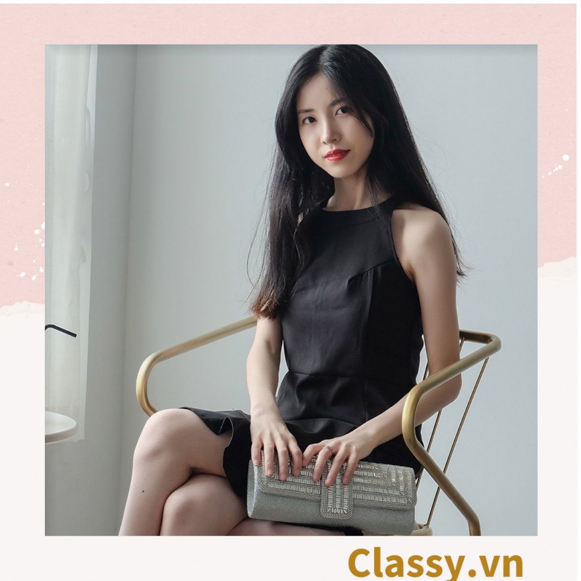 [GIAO HÀNG 7-23489 NGÀY]  Clutch đi tiệc - Ví cầm tay đính sequin đi tiệc cao cấp có nắp gập T271 