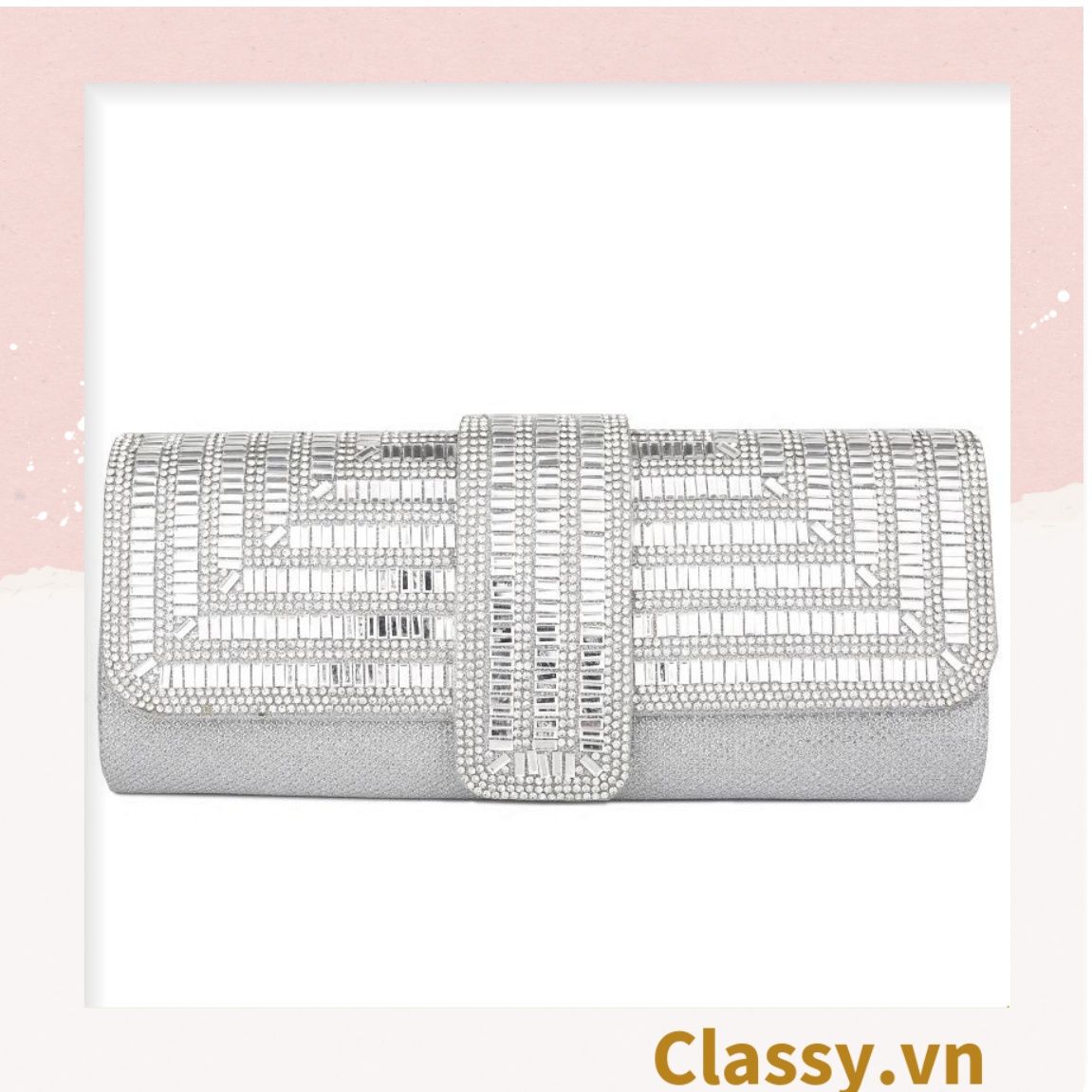  [GIAO HÀNG 7-23489 NGÀY]  Clutch đi tiệc - Ví cầm tay đính sequin đi tiệc cao cấp có nắp gập T271 