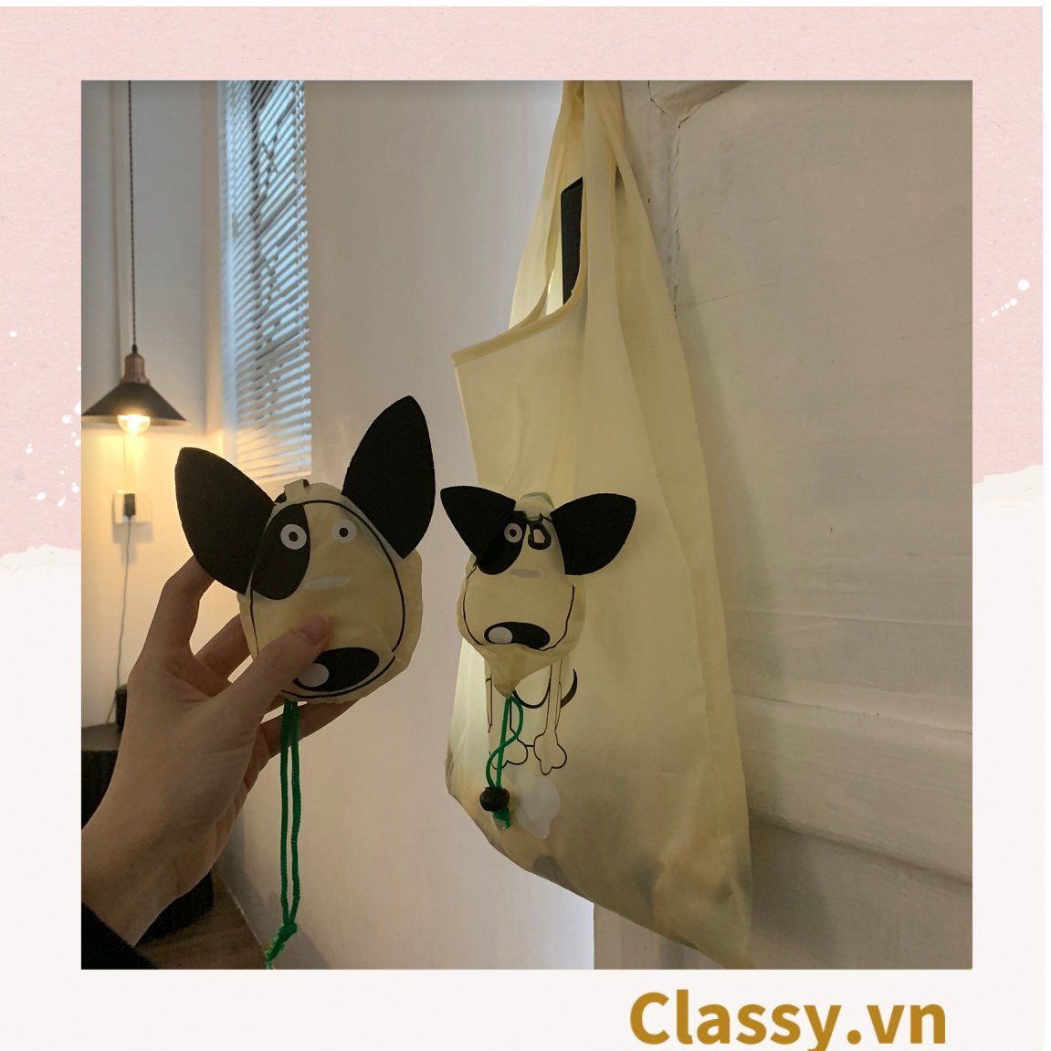  [GIAO HÀNG 7-25 NGÀY]  COMBO 20 Túi dù gấp gọn, hình chú cún dễ thương. Thân thiện môi trường [T280] 