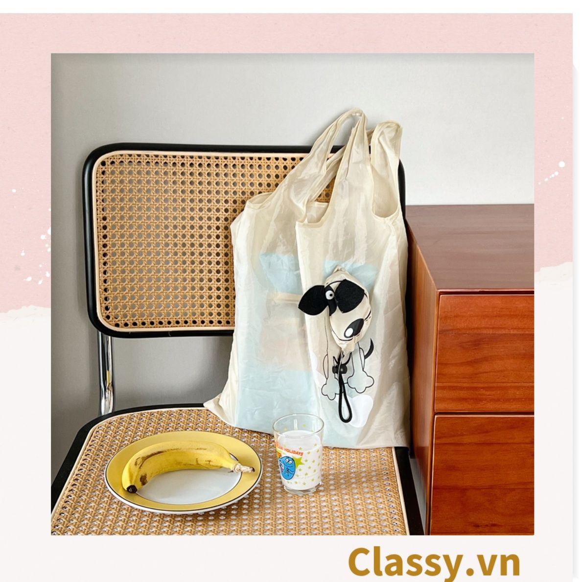  [GIAO HÀNG 7-25 NGÀY]  COMBO 20 Túi dù gấp gọn, hình chú cún dễ thương. Thân thiện môi trường [T280] 