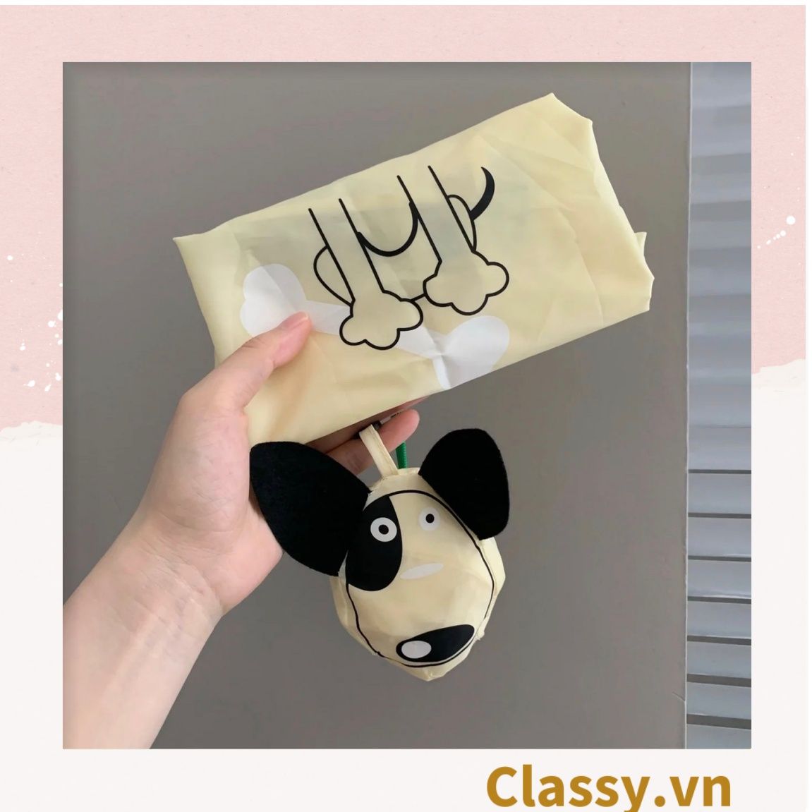  [GIAO HÀNG 7-25 NGÀY]  COMBO 20 Túi dù gấp gọn, hình chú cún dễ thương. Thân thiện môi trường [T280] 