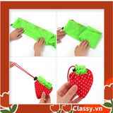  [GIAO HÀNG 7-25 NGÀY]  COMBO 20 chiếc Túi dù gấp gọn hình quả dâu xinh xắn, đi chợ, đi du lịch - Sản phẩm thân thiện với môi trường [T290] 