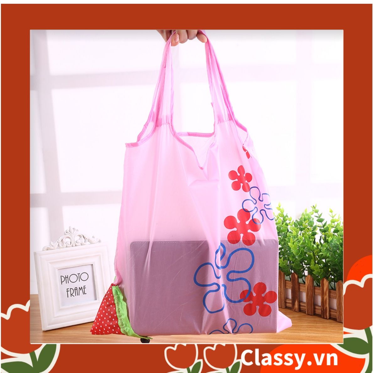  [GIAO HÀNG 7-25 NGÀY]  COMBO 20 chiếc Túi dù gấp gọn hình quả dâu xinh xắn, đi chợ, đi du lịch - Sản phẩm thân thiện với môi trường [T290] 