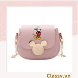  Túi xách đeo chéo da trơn khóa mickey siêu xinh, đủ màu 